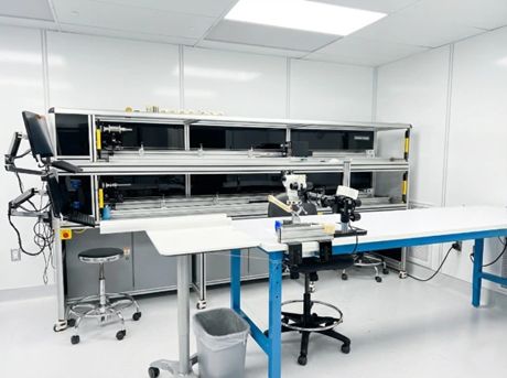 Coil winder and coil inspection table in the cleanroom